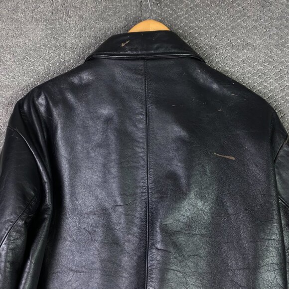 Vintage Y2K GAP Leather Jacket Men's Large Bomber Distressed - Picture 7 of 16